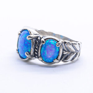 ANILLO EN PLATA DE 1ª LEY CON ÓPALOS NOBLES