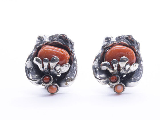 Pendientes de plata y coral