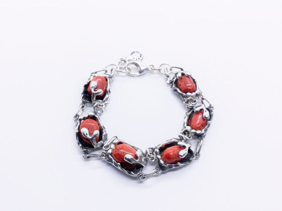 Pulsera de plata y coral